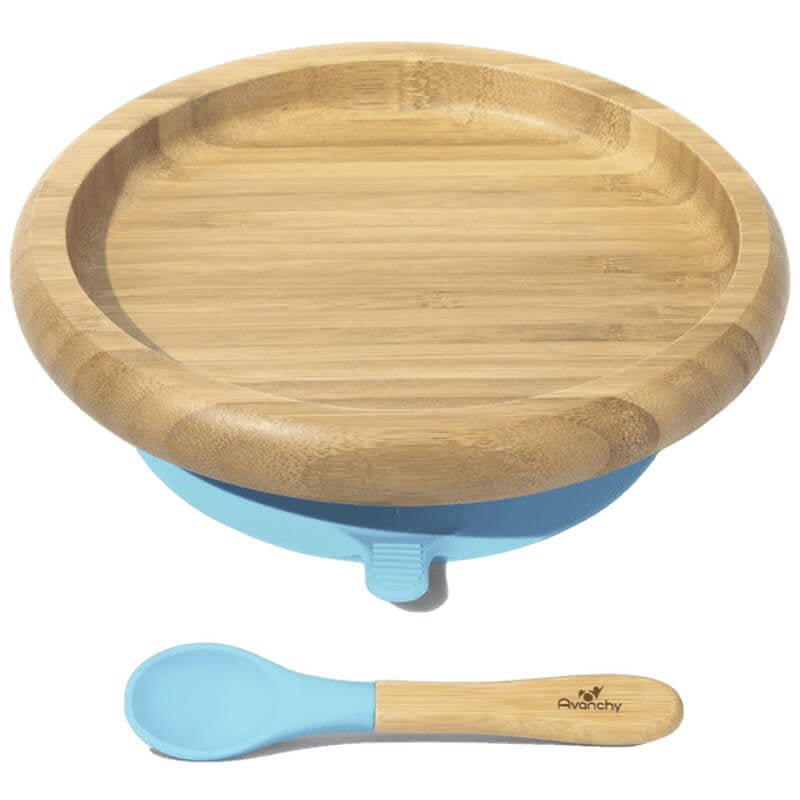 Avanchy Bamboo Suction Classic Plate + Spoon