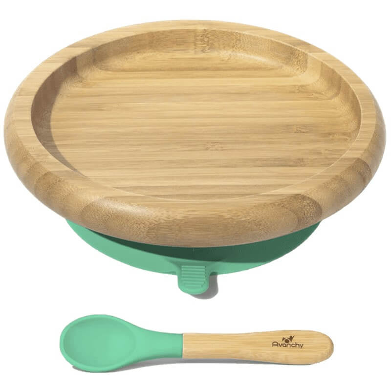 Avanchy Bamboo Suction Classic Plate + Spoon