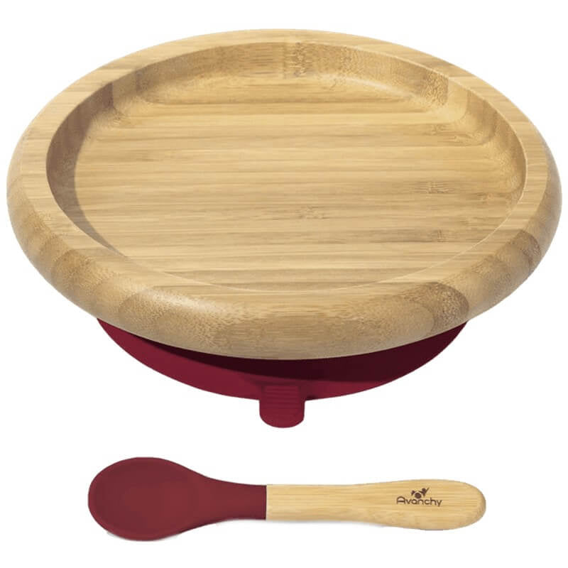 Avanchy Bamboo Suction Classic Plate + Spoon