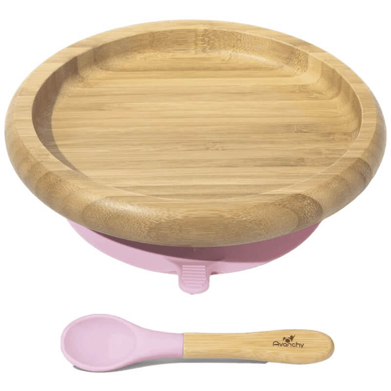 Avanchy Bamboo Suction Classic Plate + Spoon