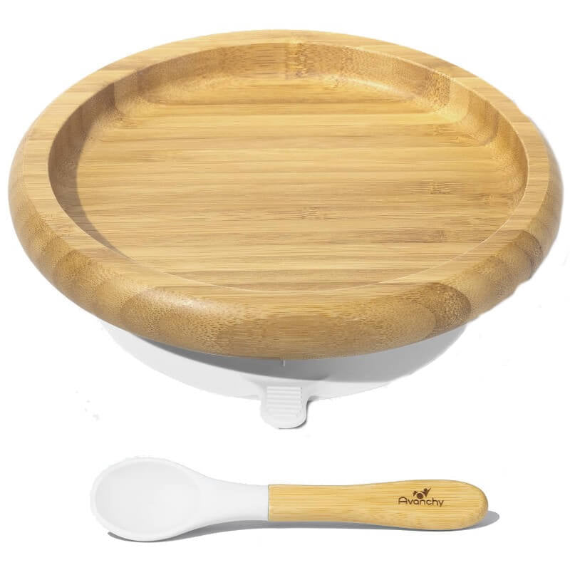 Avanchy Bamboo Suction Classic Plate + Spoon