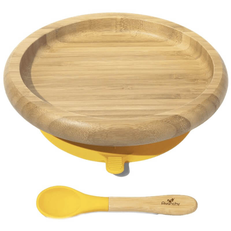 Avanchy Bamboo Suction Classic Plate + Spoon
