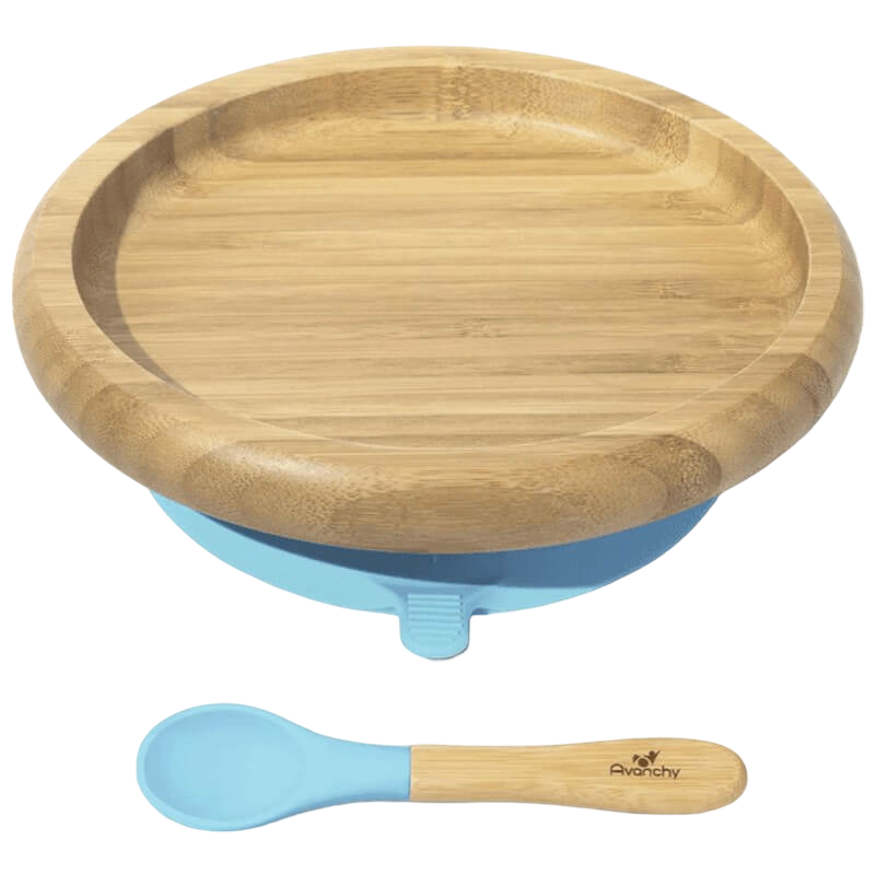 Avanchy Bamboo Suction Classic Plate + Spoon
