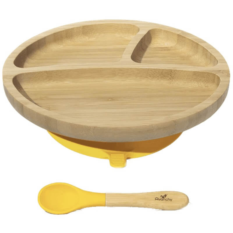 Avanchy Bamboo Suction Toddler Plate + Spoon