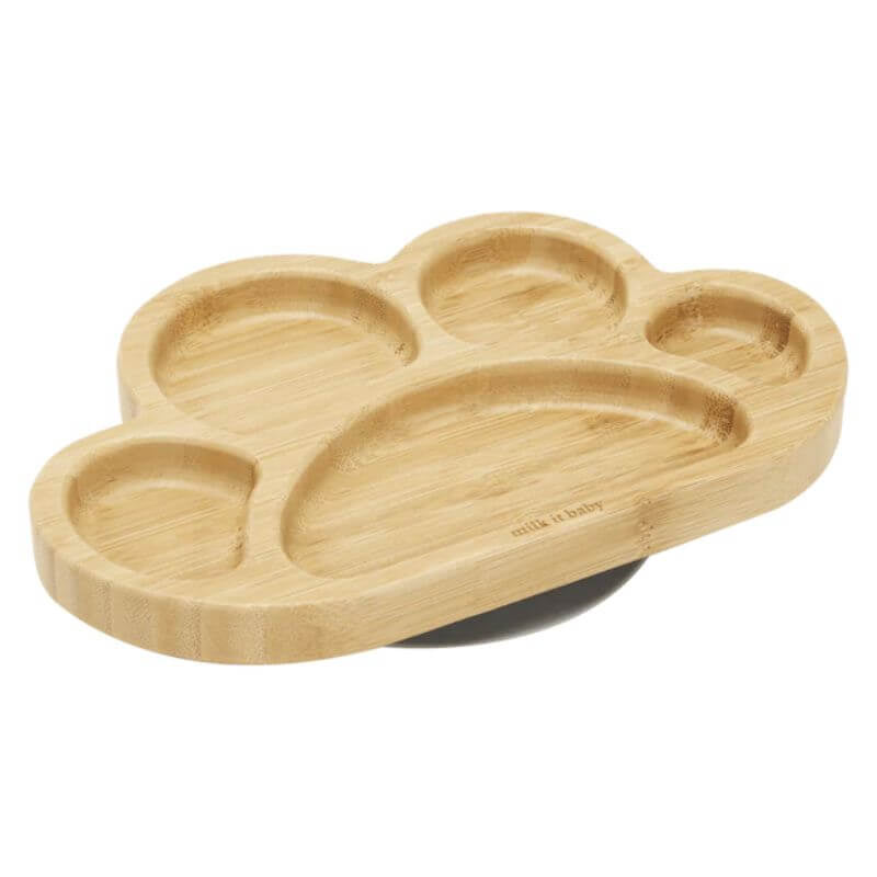 Milk It Baby Bamboo Tiger Paw Suction Plate & Fork Set - Berry Blue