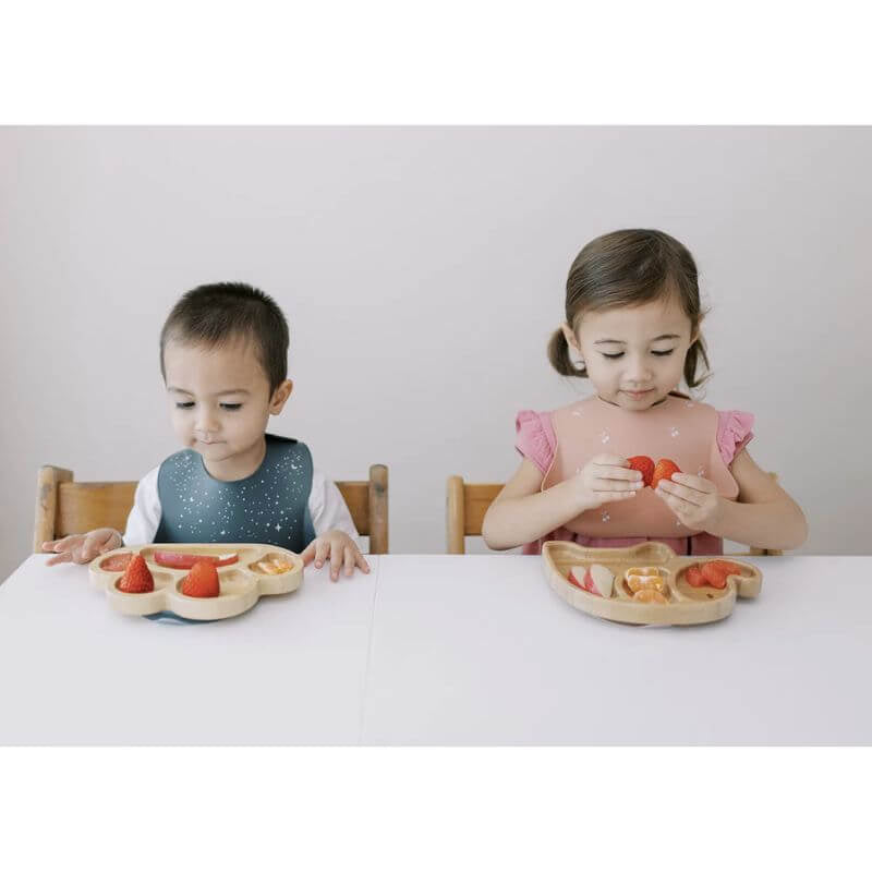 Milk It Baby Bamboo Tiger Paw Suction Plate & Fork Set - Berry Blue