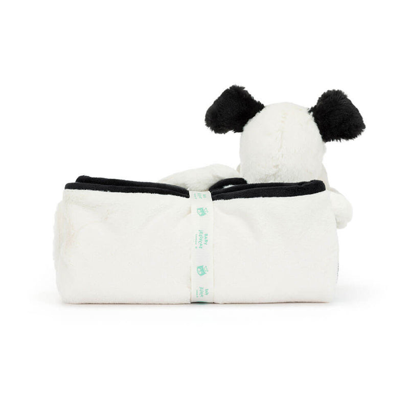 Jellycat Bashful Black & Cream Puppy Blankie 56cm x 70cm x 9cm