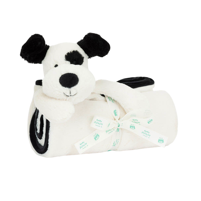 Jellycat Jellycat Bashful Black & Cream Puppy Blankie 56cm x 70cm x 9cm