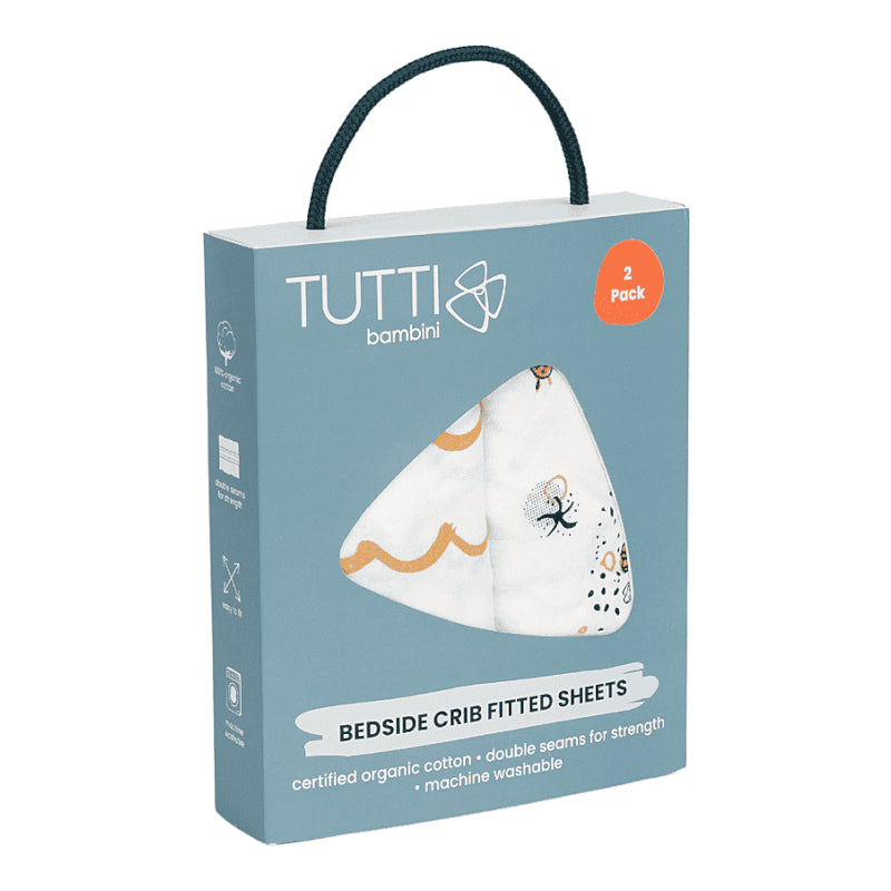 Tutti Bambini Bedside Crib Fitted Sheets 2-Pack - Our Planet Tutti Bambini