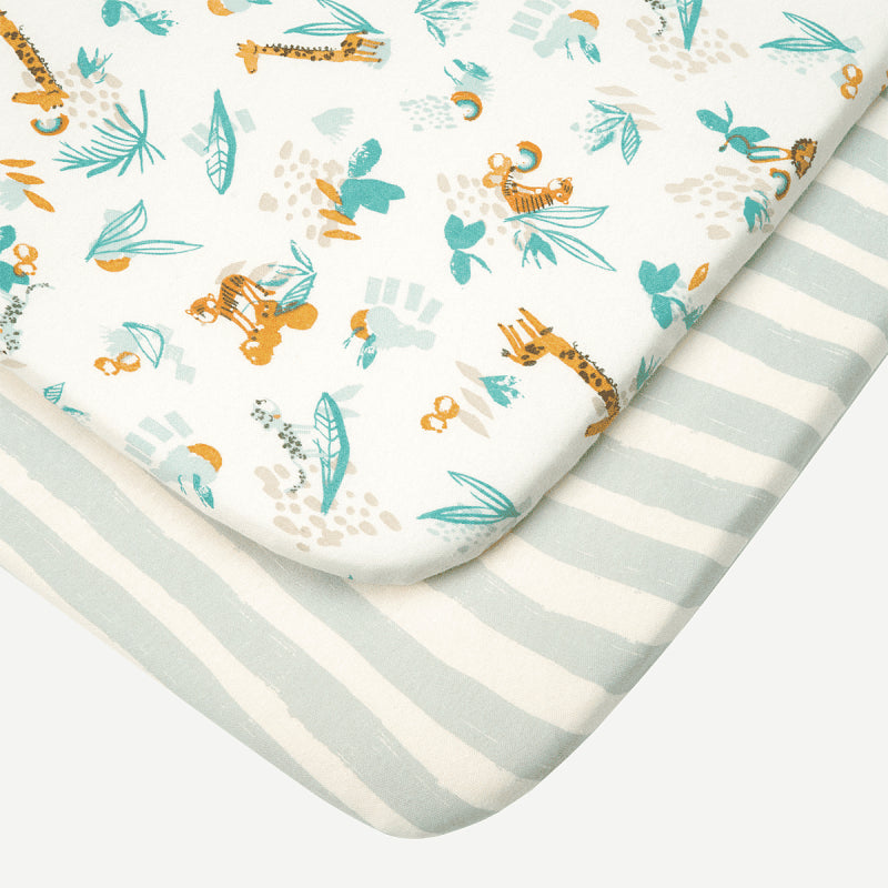 Tutti Bambini Bedside Crib Fitted Sheets 2-Pack - Run Wild Tutti Bambini