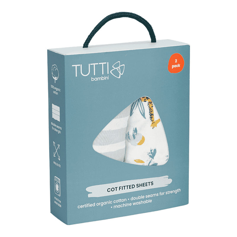 Tutti Bambini Bedside Crib Fitted Sheets 2-Pack - Run Wild Tutti Bambini