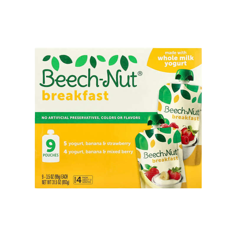 Beech-Nut 早餐什錦裝(12個月以上寶寶適用),9袋裝,每袋3.5盎司(99克)。