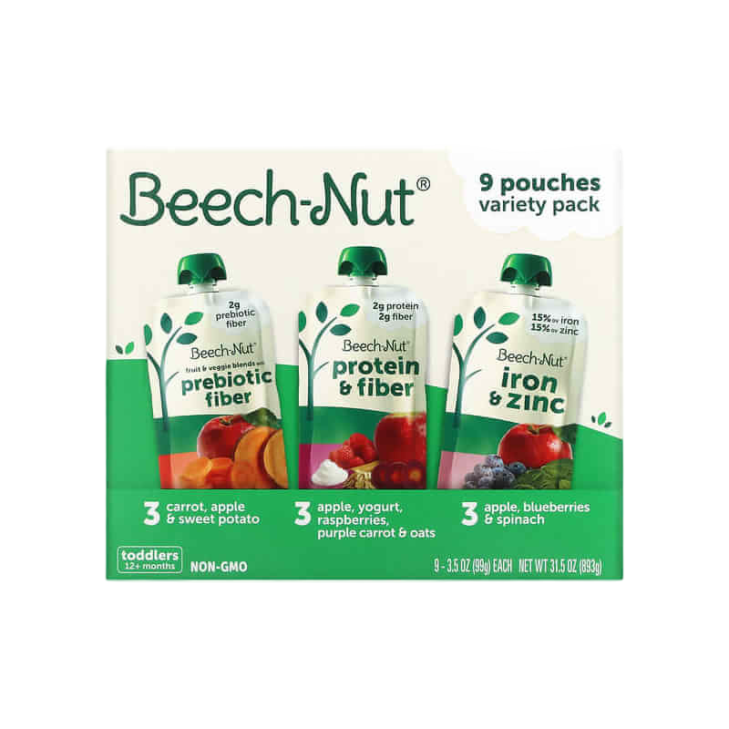 Beech-Nut 混合裝(12個月以上寶寶適用),9袋裝,每包3.5盎司(99克)。