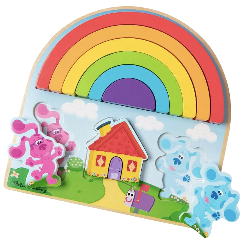 Melissa & Doug 藍色線索與你!木製彩虹疊疊樂拼圖