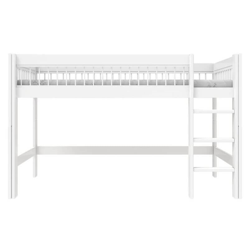 LIFETIME Kidsrooms Breeze Semi High Bed with Straight Ladder 90x200cm - White