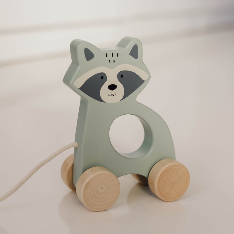 Bubble Wooden Raccoon Pull Along Toy Bubble