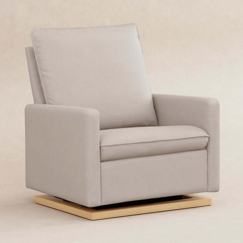 Babyletto Cali Pillowback Chair and a Half Glider - Performance Beach Eco-Weave with Light Wood Base