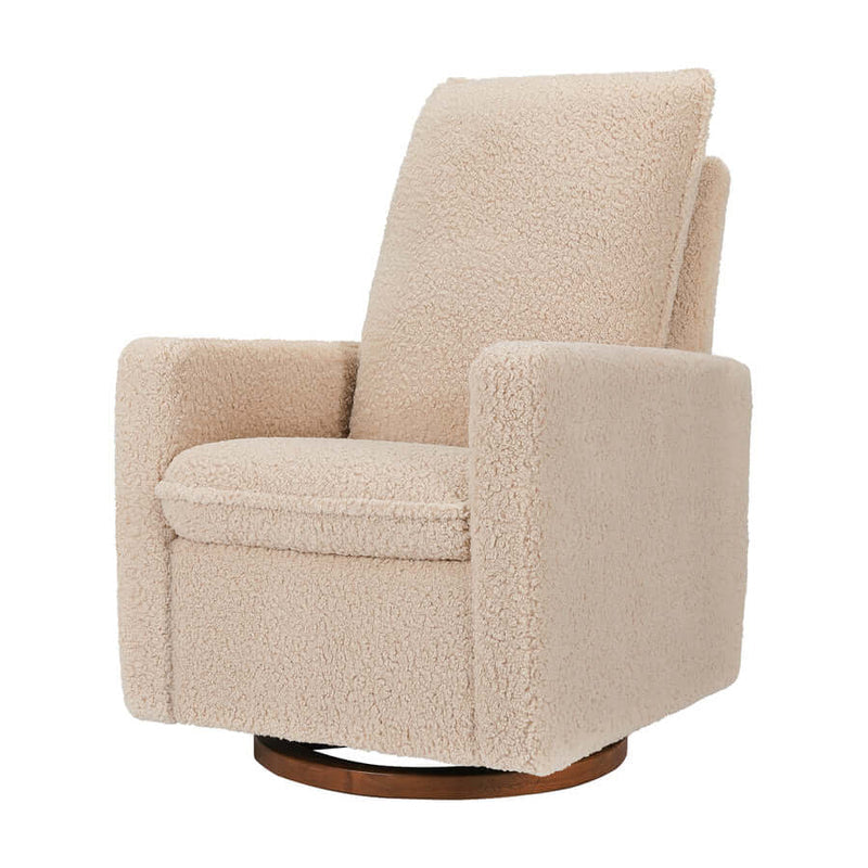 Babyletto Cali Pillowback Swivel Glider - Chai Shearling with Dark Wood Base Babyletto
