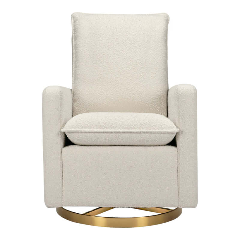 Babyletto Cali Pillowback Swivel Glider - Ivory Boucle with Gold Base