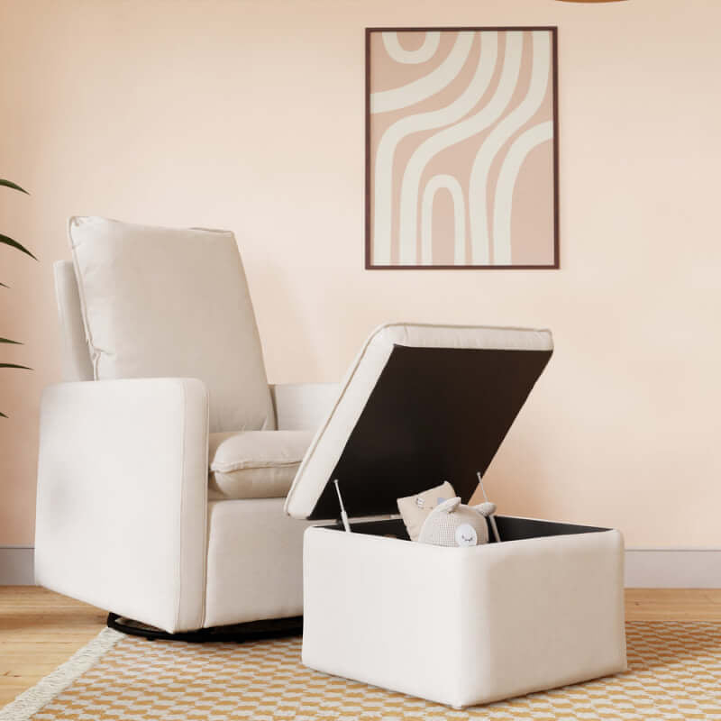 Babyletto Cali Storage Ottoman - Performance Cream Eco-Weave