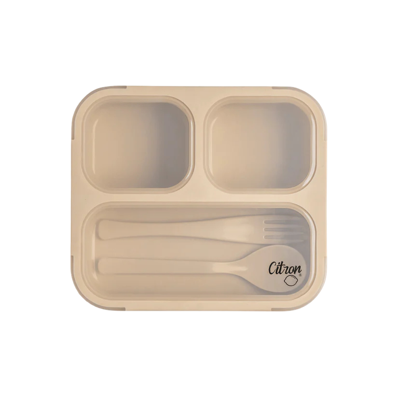 Citron Lunch Box with Fork & Spoon - Beige