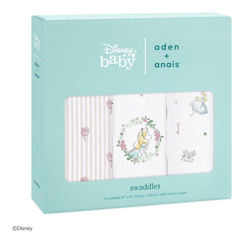 aden + anais Classic Swaddles 3-Pack - Disney Baby, Alice in Wonderland