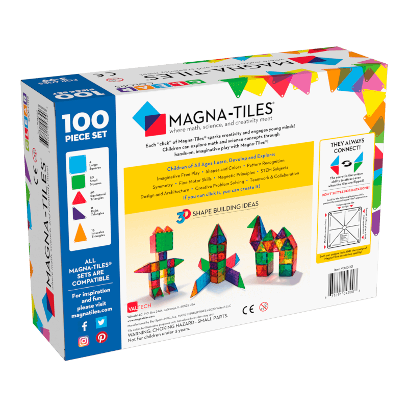 Magna-Tiles Clear Colors 100-Piece Set
