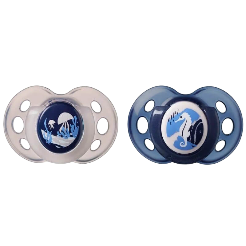 Tommee Tippee Closer to Nature Night Time Soother 18-36m (Twin Pack) - Jellyfish / Seahorse