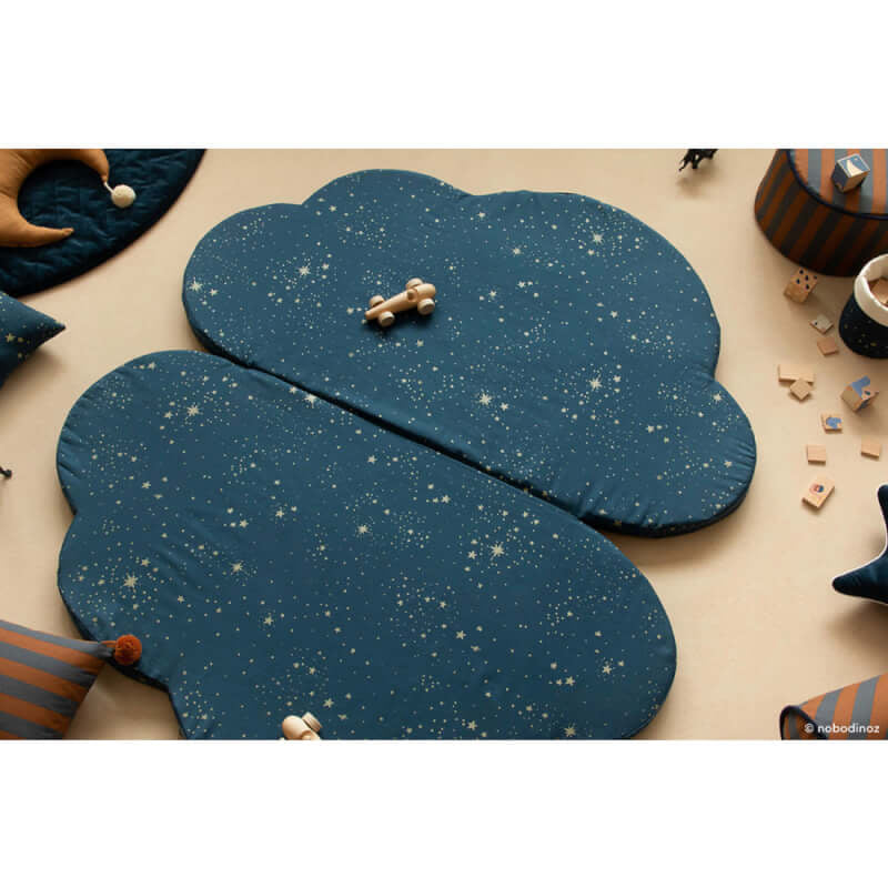 Nobodinoz Cloud Foldable Eco Floor Mat - Gold Stella / Night Blue