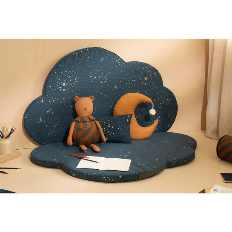 Nobodinoz Cloud Foldable Eco Floor Mat - Gold Stella / Night Blue