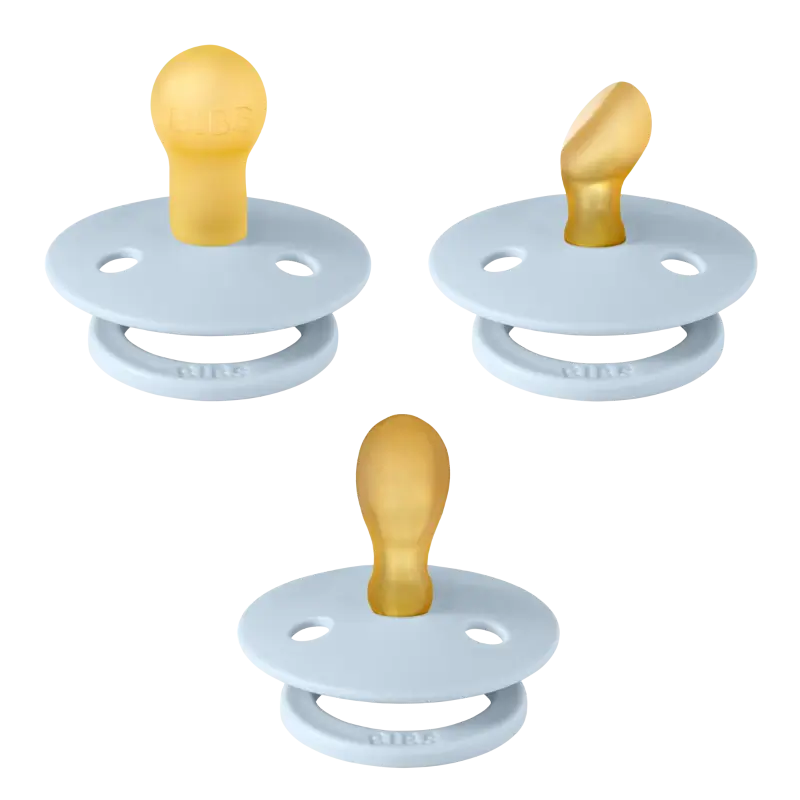 BIBS Colour Try-It Collection Round/Symmetrical/Anatomical Latex Pacifier (3-Pack)