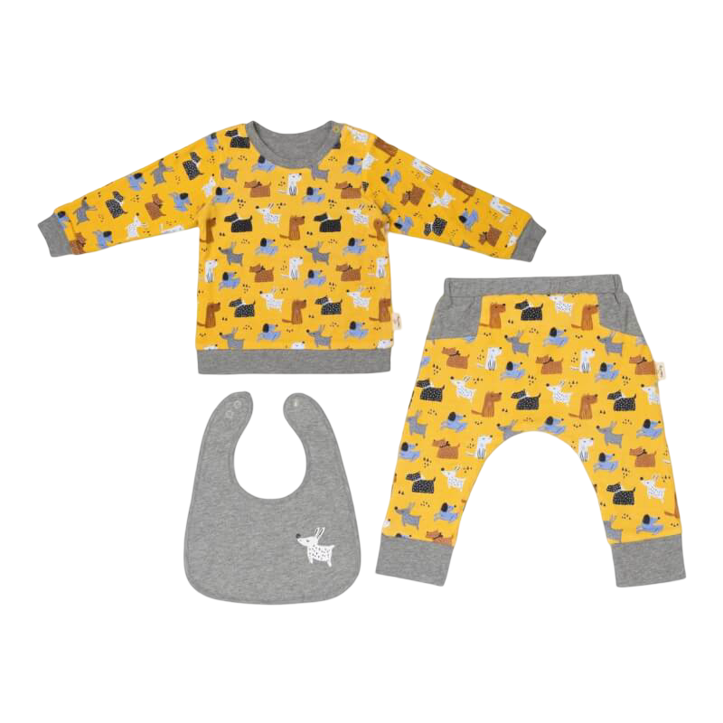 Cotton Pigs Colourful Dogs Reversible 3 Piece Gift Set