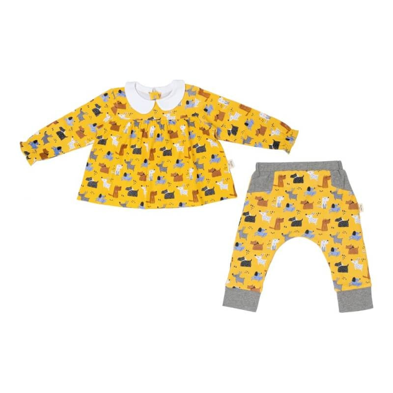 Cotton Pigs Colourful Dogs Teatime Blouse and Pants Set