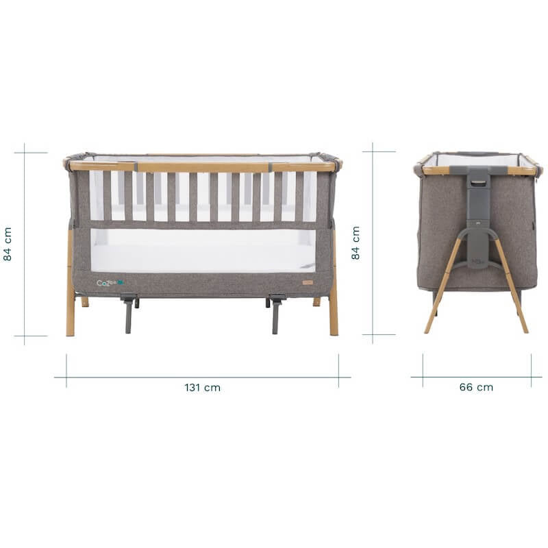 Tutti Bambini Cozee XL Bedside Crib & Cot - Oak and Charcoal