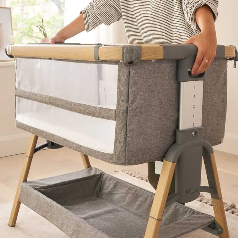Tutti Bambini Cozee XL Bedside Crib & Cot - Oak and Charcoal