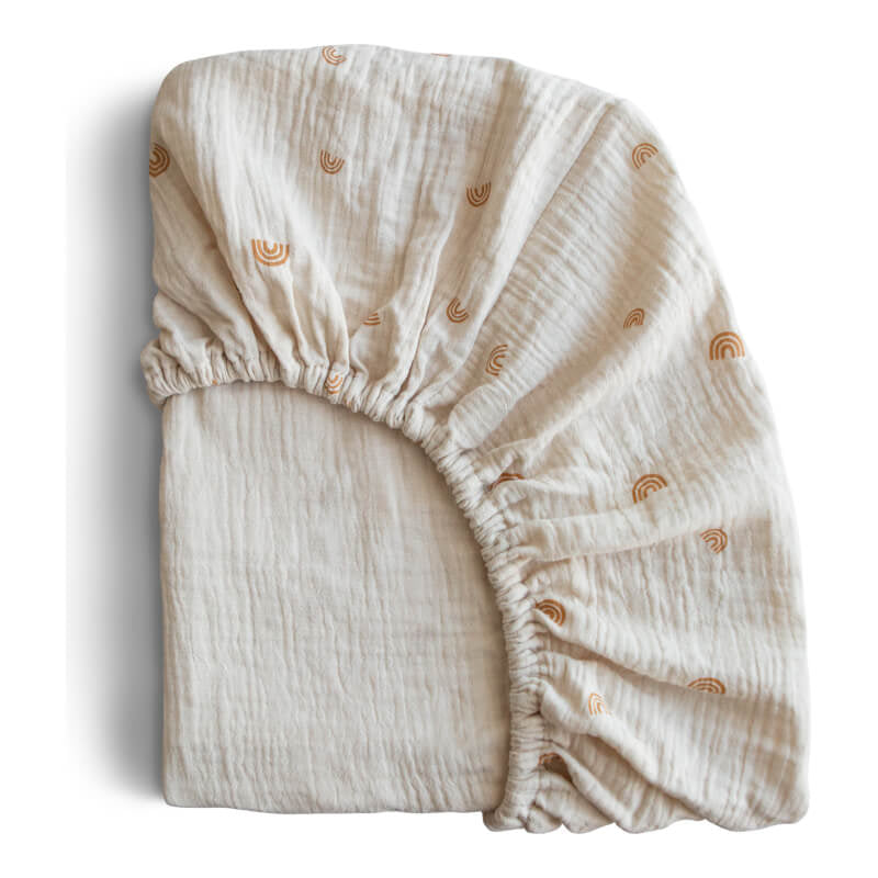 Mushie Extra Soft Muslin Crib Sheet 120x60cm - Rainbow