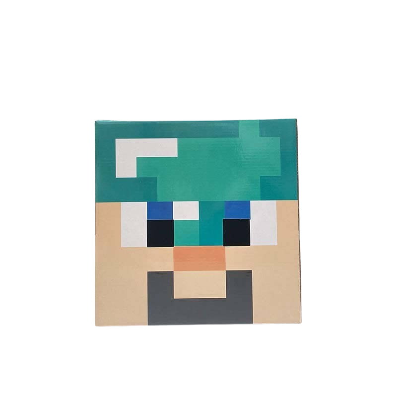 Pixel Art Toy Diamond Steve Cardboard Head