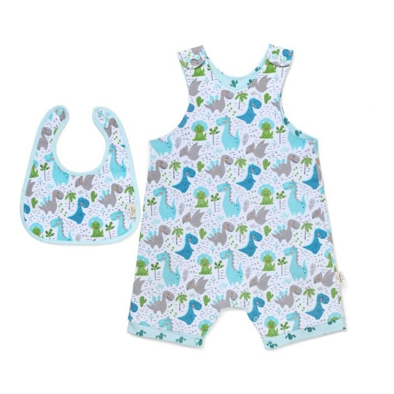 Cotton Pigs Dino and Cactus Reversible Bib Set