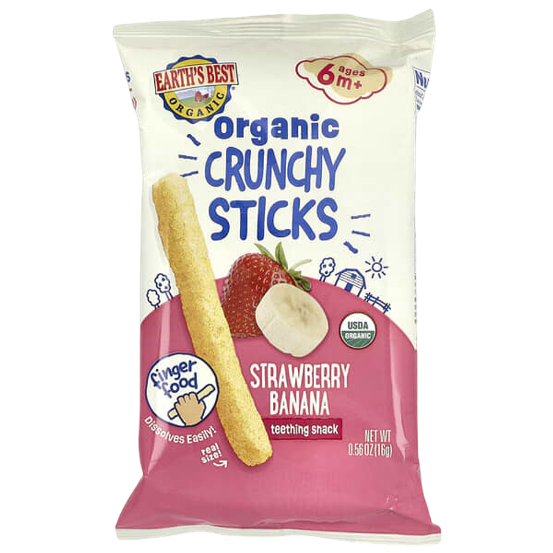 Earth's Best Organic Crunchy Sticks 6+ Months Strawberry Banana 16g