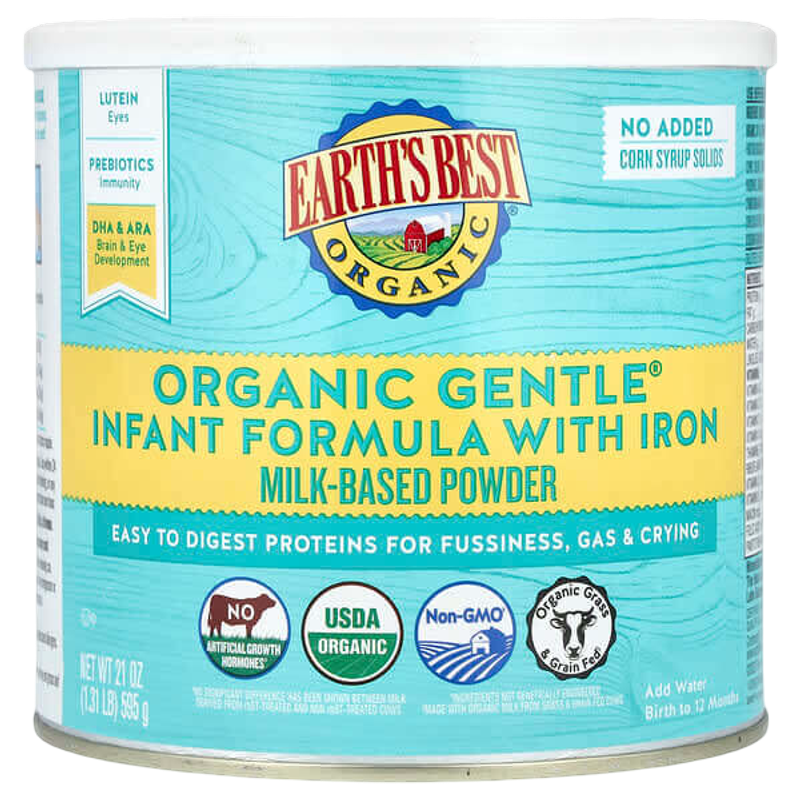 Earth's Best Organic Gentle Infant Formula with Iron Birth to 12 Months 595g