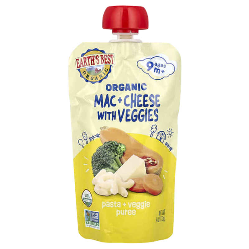 Earth's Best Organic Pasta + Veggie Puree Ages 9M+ Mac & Cheese With Veggies 113g