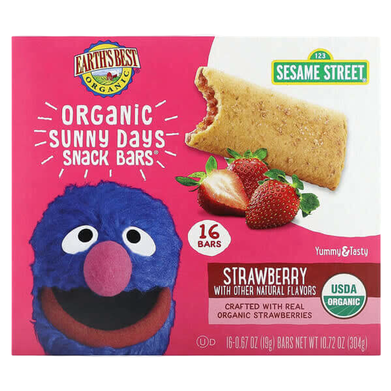 Earth's Best Organic Sunny Days Snack Bars 2+ Years Strawberry 16 Bars 19g Each
