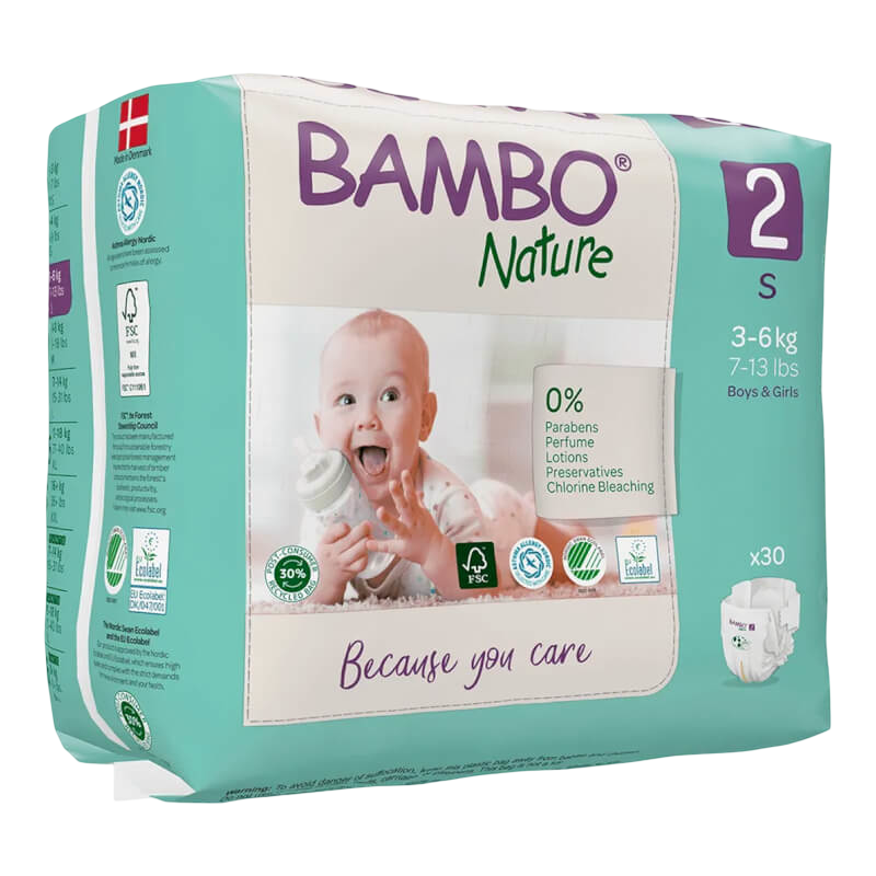 Bambo Nature Eco Diapers - Size 2 (3-6 kgs) S 30s