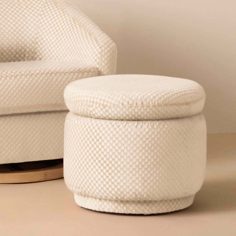 Babyletto Enoki Storage Ottoman - Ivory Velvet Checker