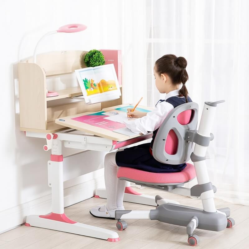 KidSrite® Ergonomic Study Desk & Chair Set - Pink