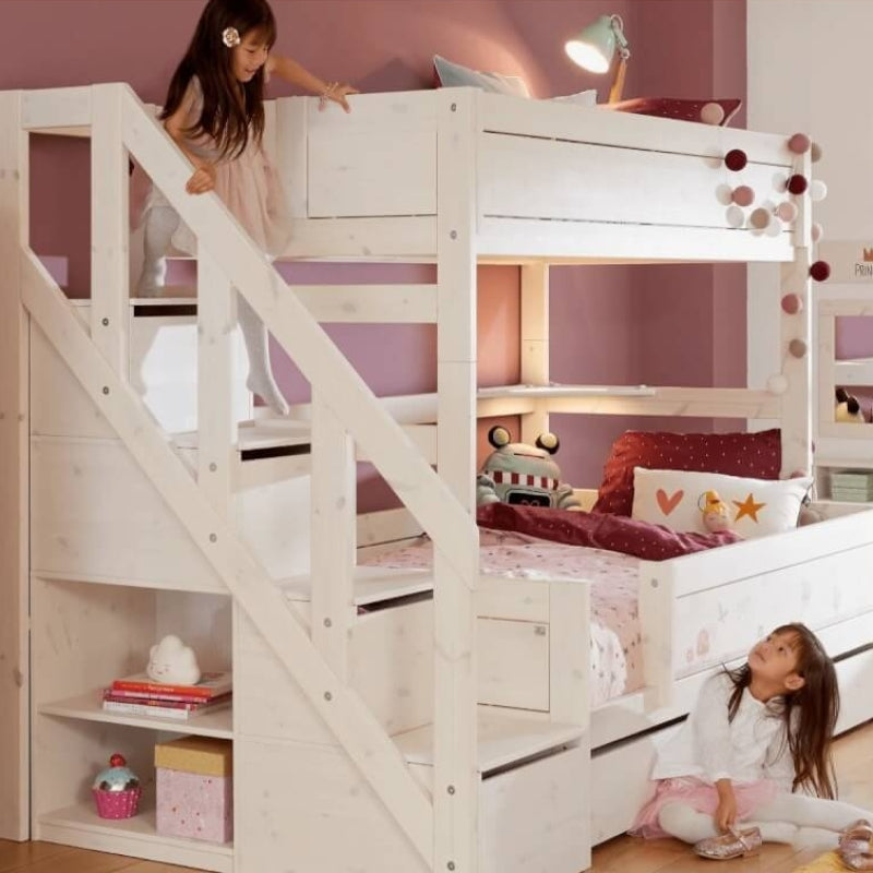 LIFETIME Kidsrooms Family Bunk Bed with Step Ladder 120x200cm & 90x200cm