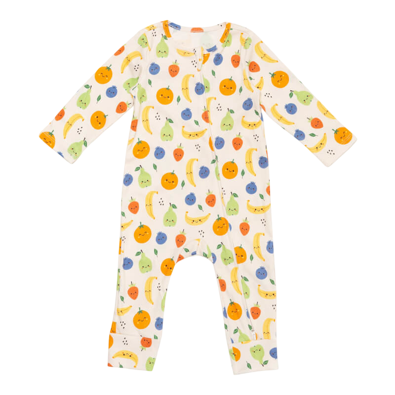 Cotton Pigs Fruit Party Organic Zip-Up Sleepsuit