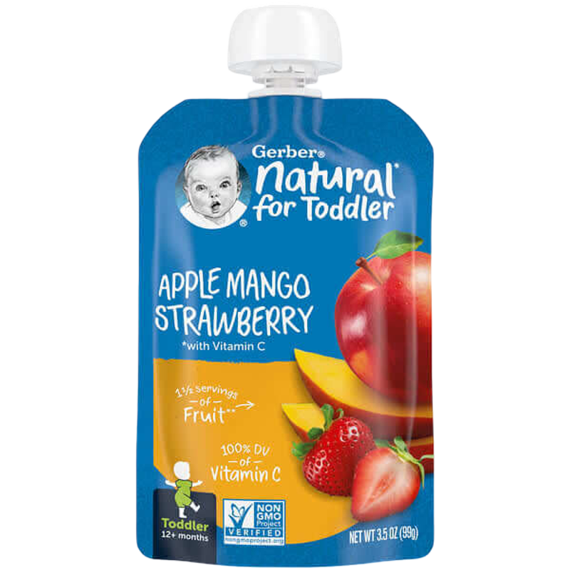 Gerber Natural for Toddler 12+ Months Apple Mango Strawberry with Vitamin C 99 g