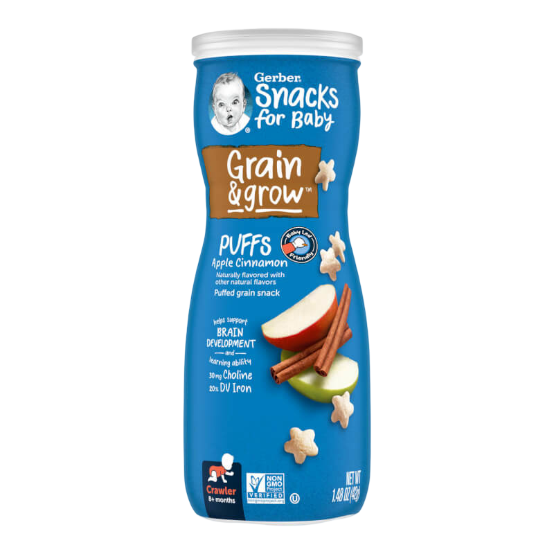 Gerber Snacks for Baby Grain & Grow Puffs Puffed Grain Snack 8+ Months Apple Cinnamon 42g