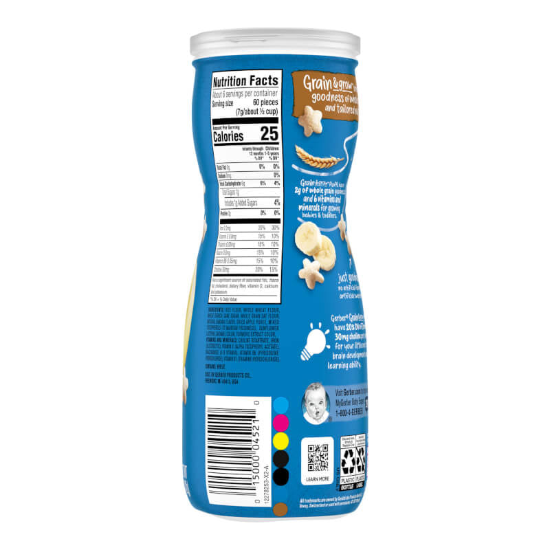 Gerber Snacks for Baby Grain & Grow Puffs Puffed Grain Snack 8+ Months Banana 42g